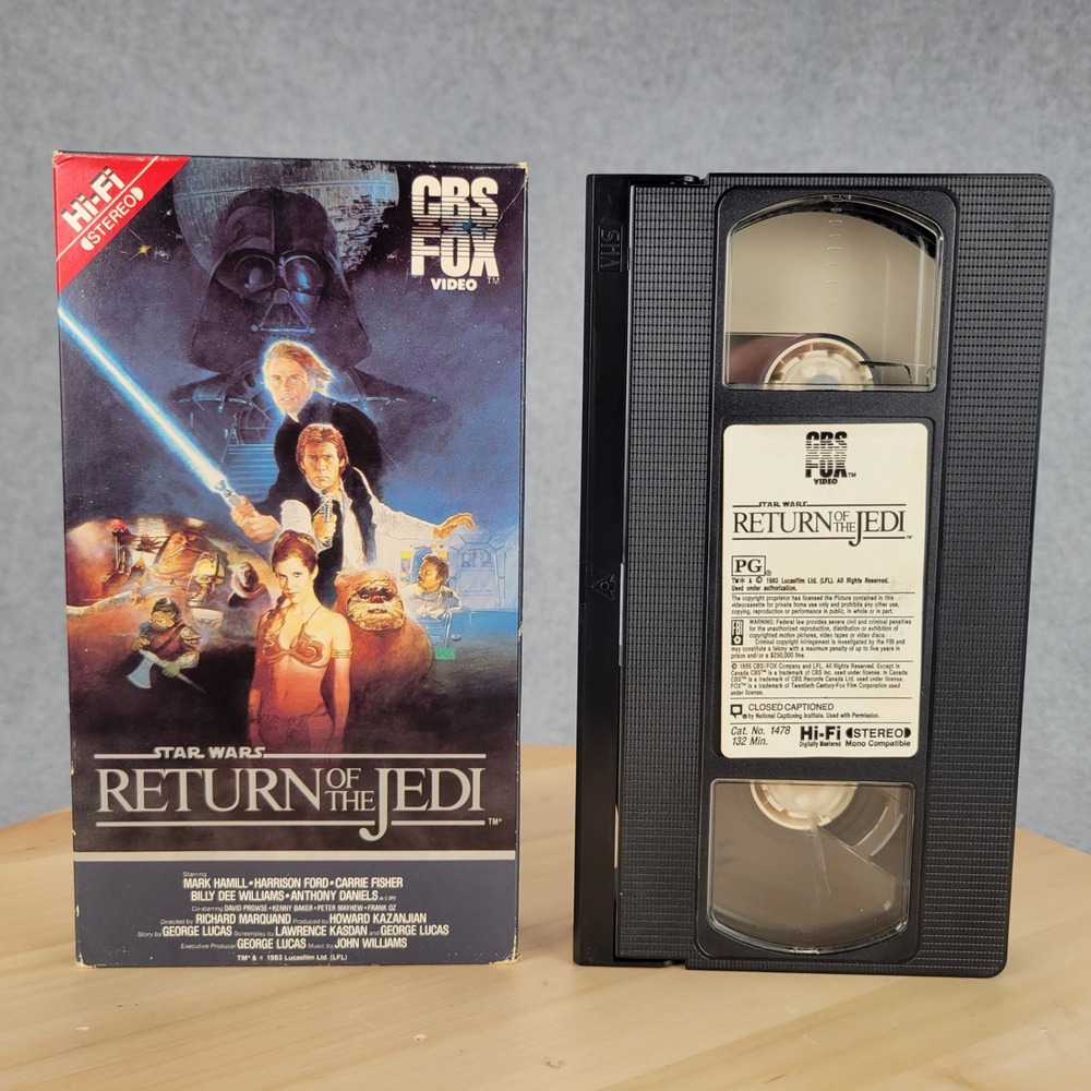 CBS FOX Star Wars Return of the Jedi VHS Movie PG Black/Blue 1986 Release Hi-Fi